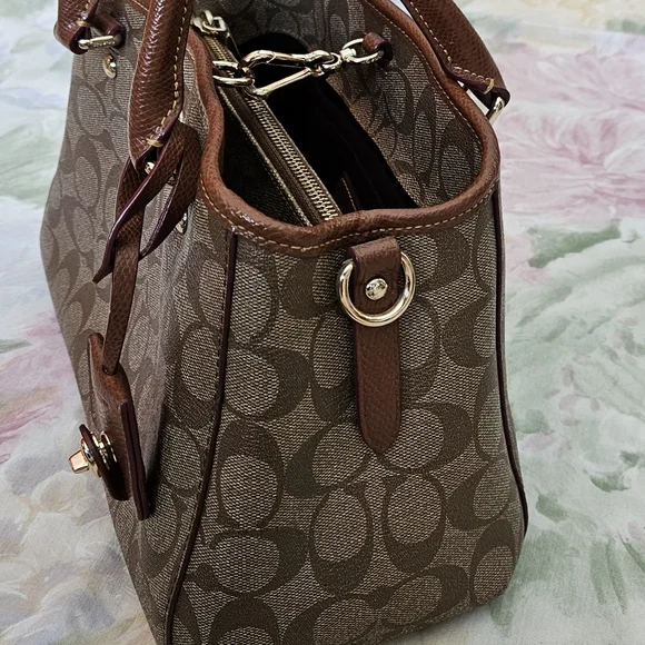 Coach 2 Way Brown and Tan Signature Coated Canvas Mini Handbag - Picture 6 of 6